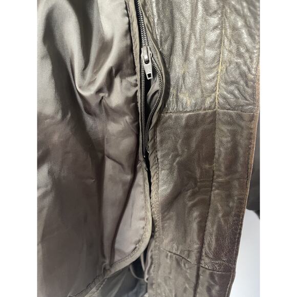 Vtg Jacket Golden Collection By Rafaello Y2K Mens 80s Leather XL Brown Bomber - Picture 7 of 15